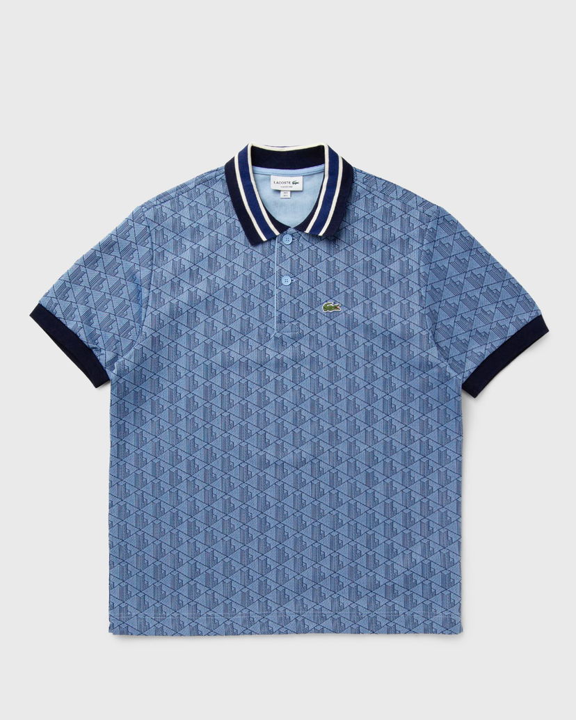 Polo tričko Lacoste Contrast Collar Monogram Polo Shirt Modrá | DH1417-I8K