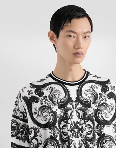 Tričko Dolce & Gabbana Dolce & Gabbana Majolica-print Short-sleeved T-shirt Biela | G8PN9TII7HMHX5DQ, 3