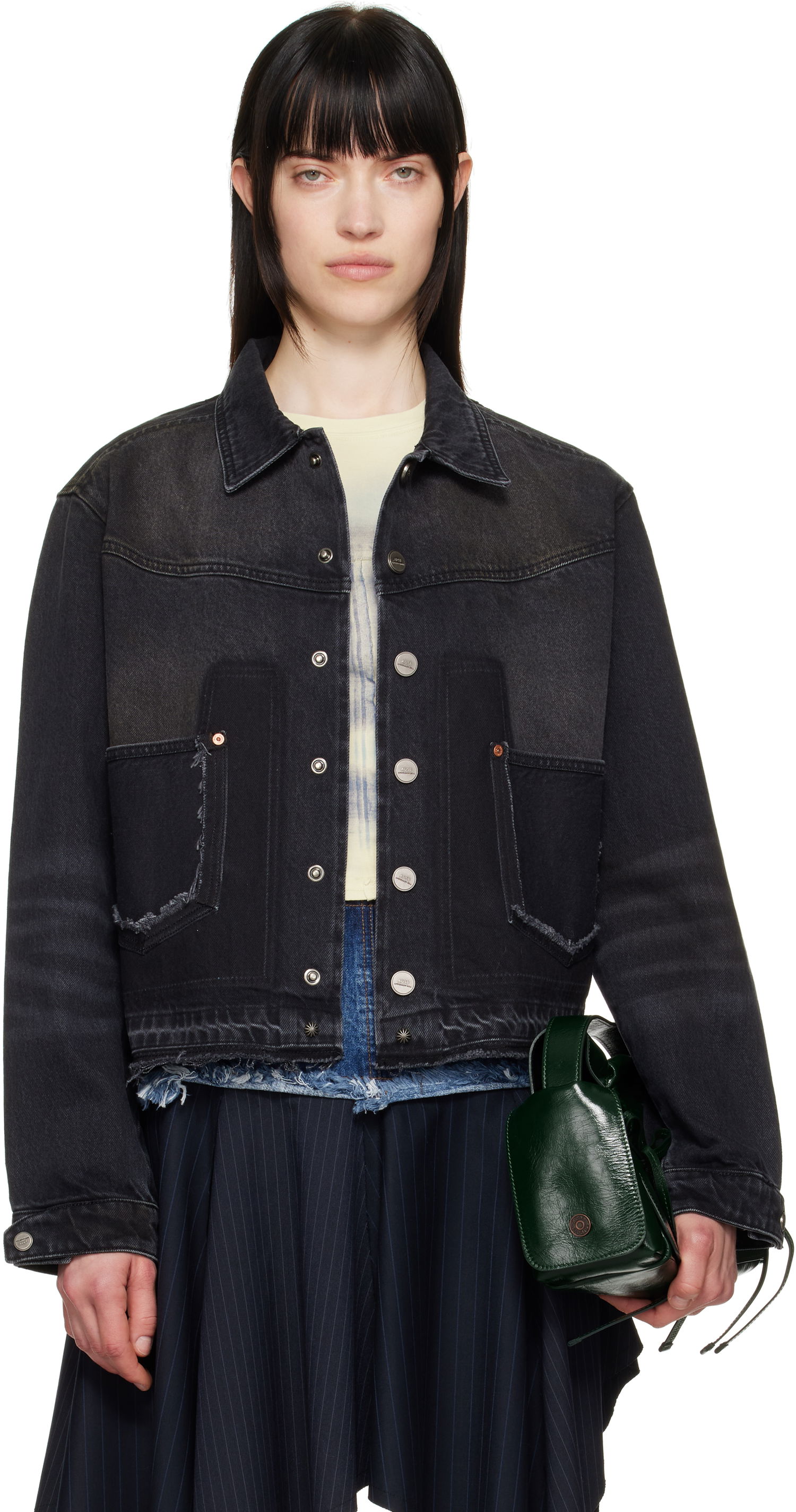 Bunda Andersson Bell Andersson Bell Rodeo Motorcycle Denim Jacket Čierna | awa675m, 0