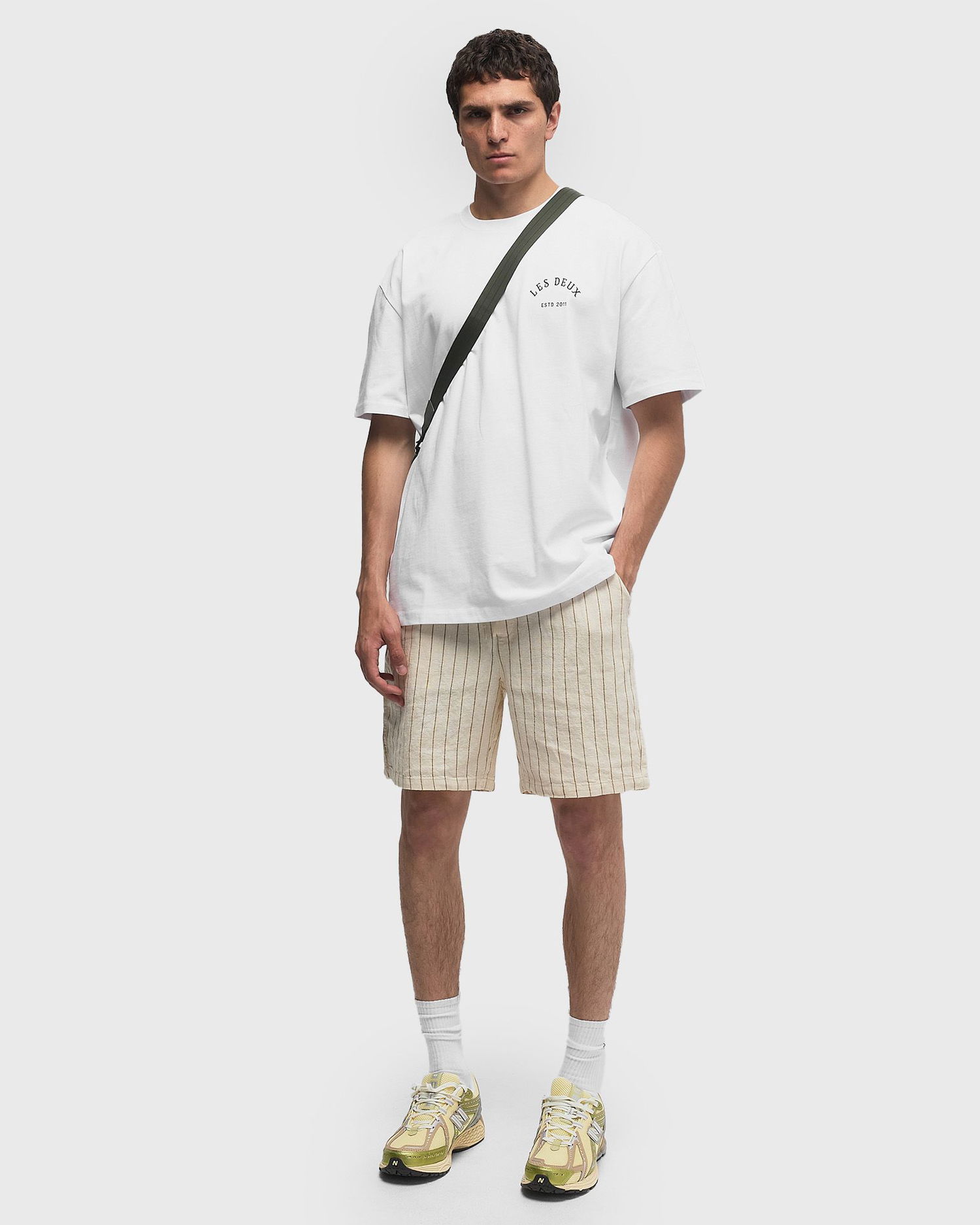 Šortky Les Deux Otto Linen Striped Shorts Béžová | 1000095-215, 1