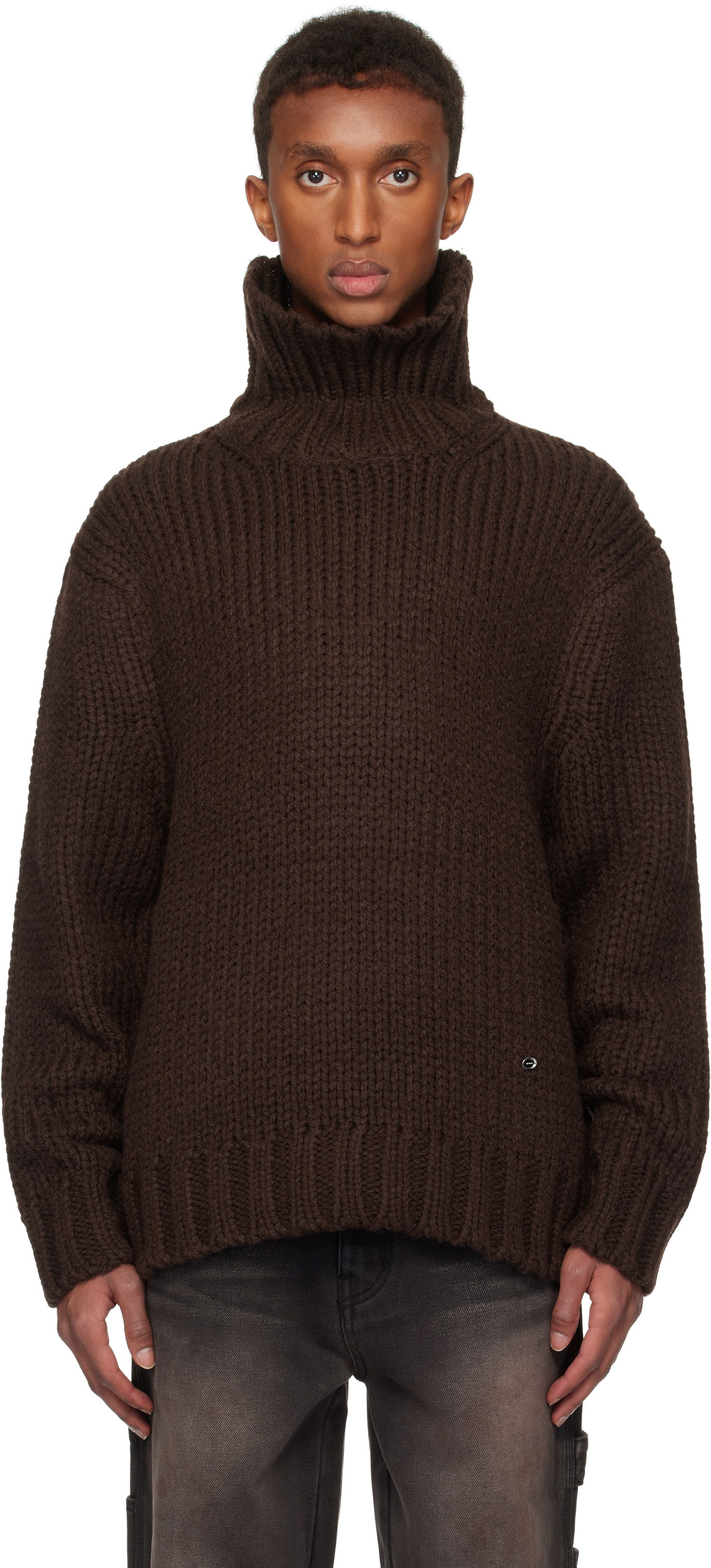 Sveter We11done We11done Chunky Turtleneck Sweater Hnedá | WD-KT3-24-651-U-BR, 0