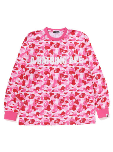 Tričko BAPE ABC Camo Mesh Relaxed Fit L/S Tee Ružová | 1J30-111-002