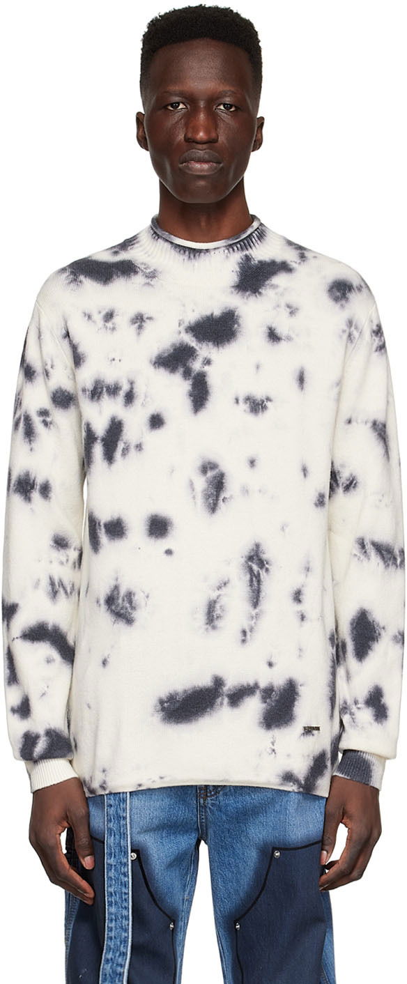 Sveter We11done Tie-Dye Wool Sweater Biela | WD-KT1-22-604-U-BK, 0