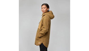 Bunda FJÄLLRÄVEN Vardag Pile Fleece Long Hooded Jacket Hnedá | F14600256-232, 5