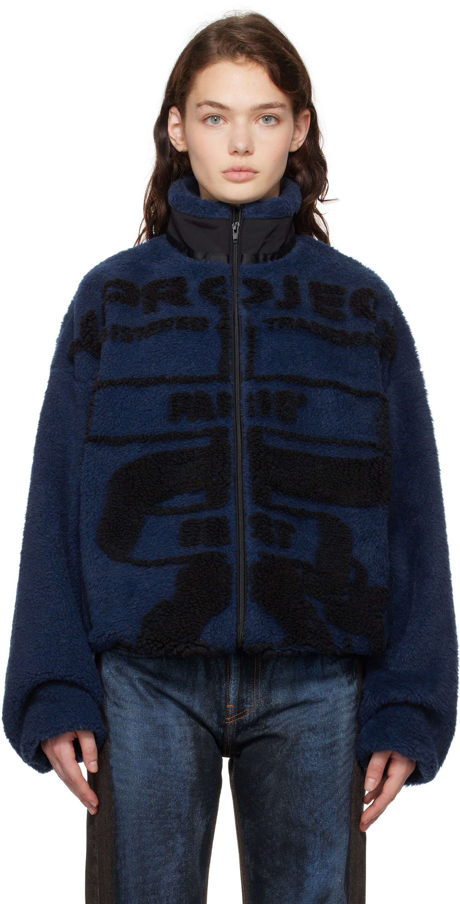 Bunda Y/PROJECT Jacquard Fleece Modrá | 209JA002, 0