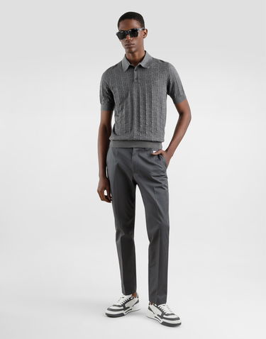 Polo tričko Dolce & Gabbana Dolce & Gabbana Silk Polo Shirt with DG Logo Šedá | GXZ15TJBSKEN0093, 1