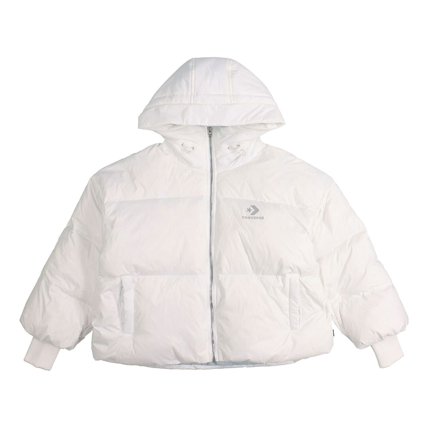 Prešívaná bunda Converse Short Down Fill Puffer Hooded Jacket Biela | 10019326-A01, 0