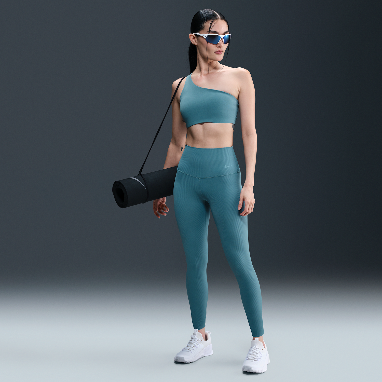 Legíny Nike 7/8 Ribbed Zenvy Leggings with High Waist and Gentle Support Tyrkysová | HF1443-006, 0