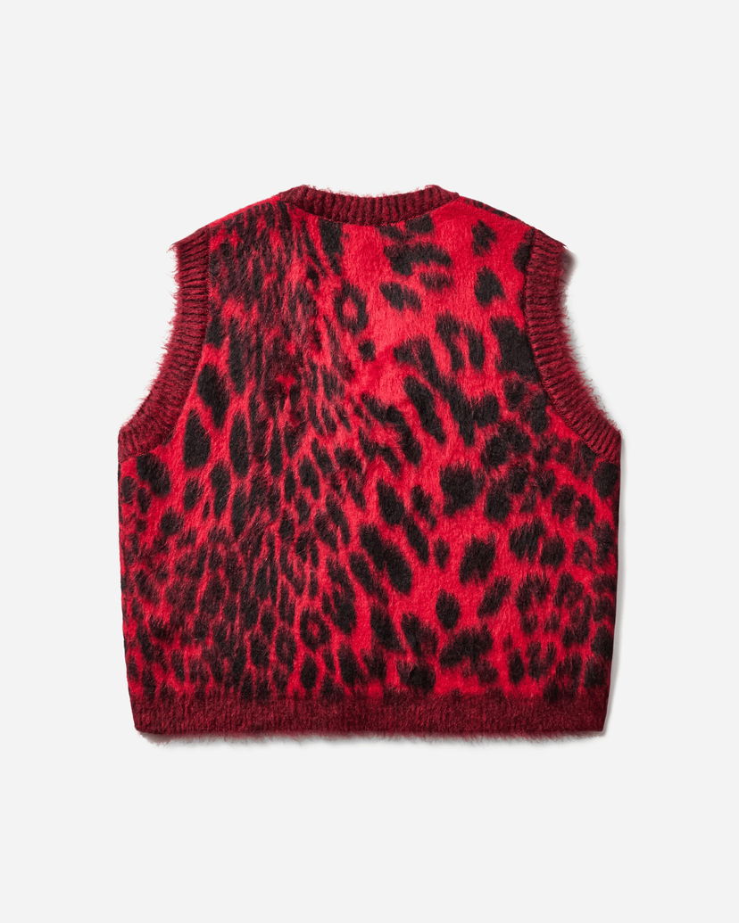 Vesta Aries Brushed Leopard Print Vest Červená | AR4004104 Red