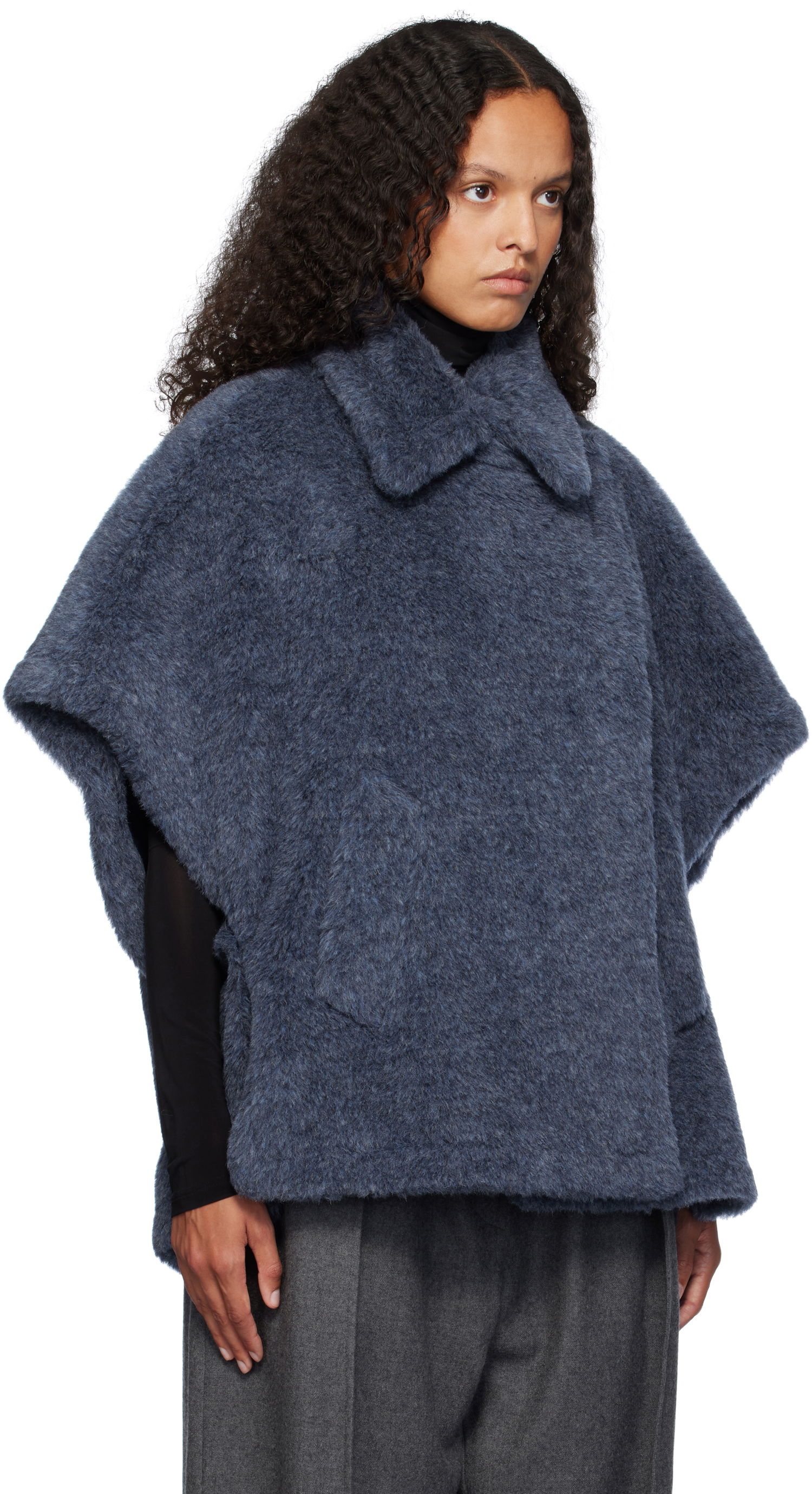 Sveter Max Mara Max Mara Tebe1 Cape Jacket Modrá | 2424736212600 MM10506, 1