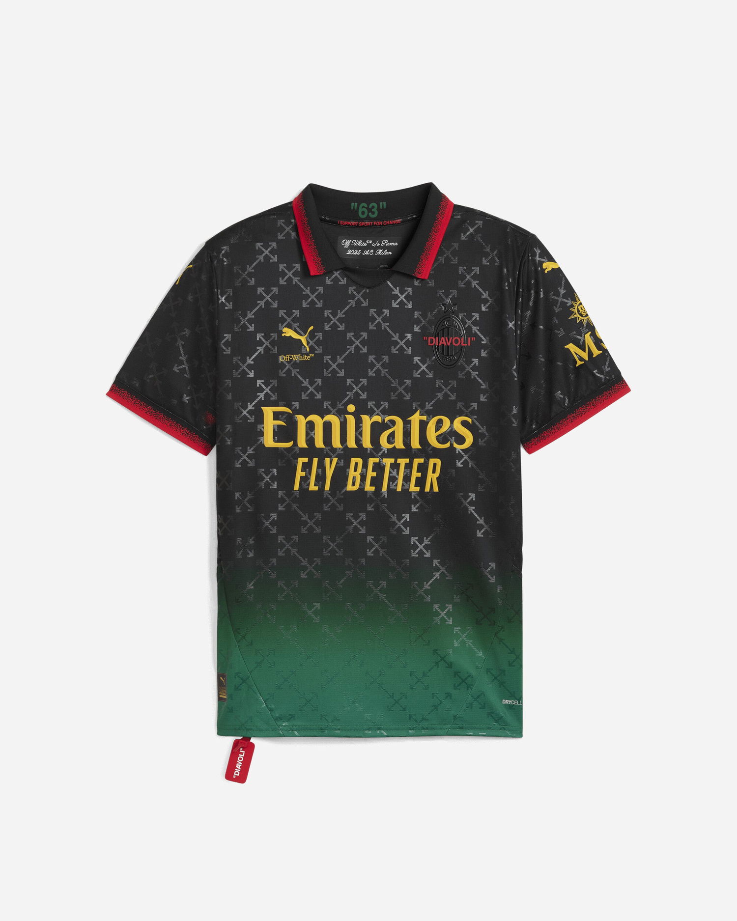 Dres Puma AC Milan x Off-White Replica Jersey Black / Power Green Čierna | 783001-01, 1