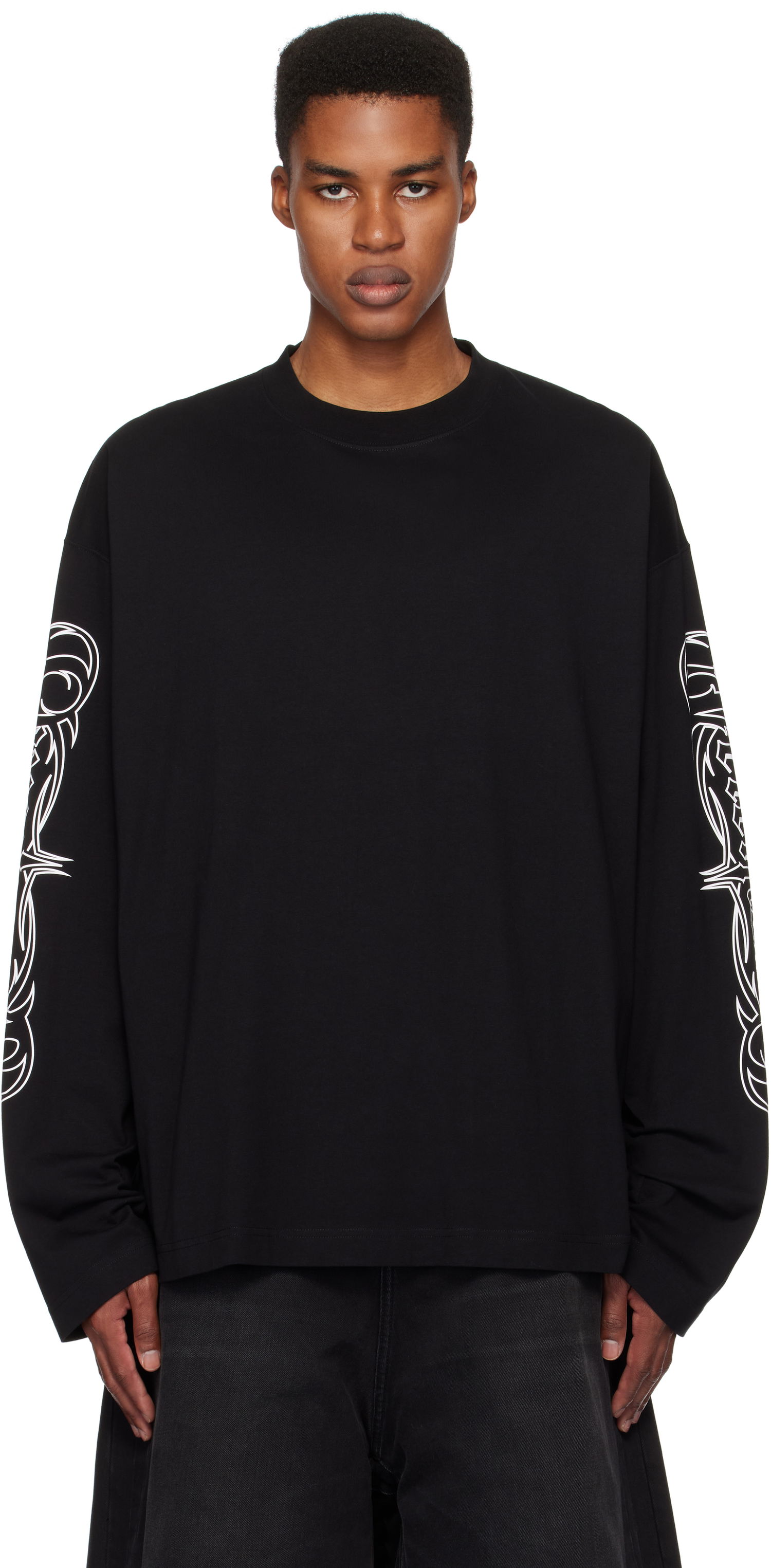 Tričko VETEMENTS Metal Printed Longsleeve T-Shirt Čierna | UA66LS620B, 0