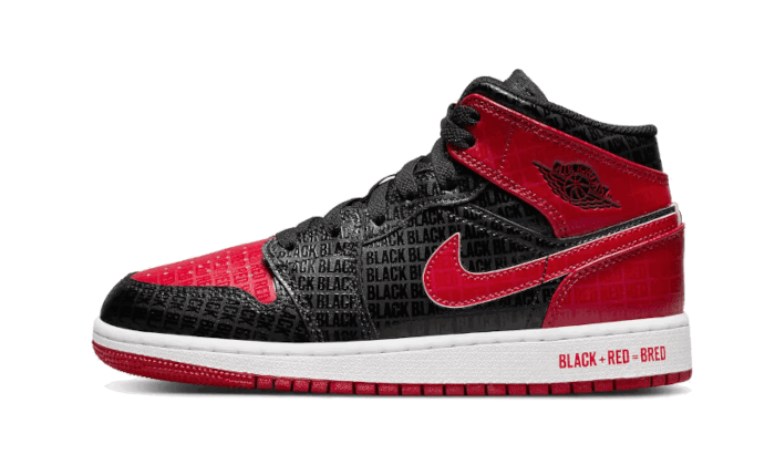 Air Jordan 1 Mid SS "Black + Red = Bred" GS