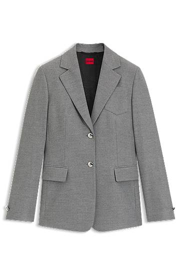 Bunda BOSS Regular-fit Melange Stretch Flannel Blazer Šedá | 50547587