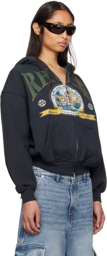 Mikina Rhude Rhude Monaco Regatta Graphic Full-Zip Hoodie Čierna | RHSS25HO09012, 1