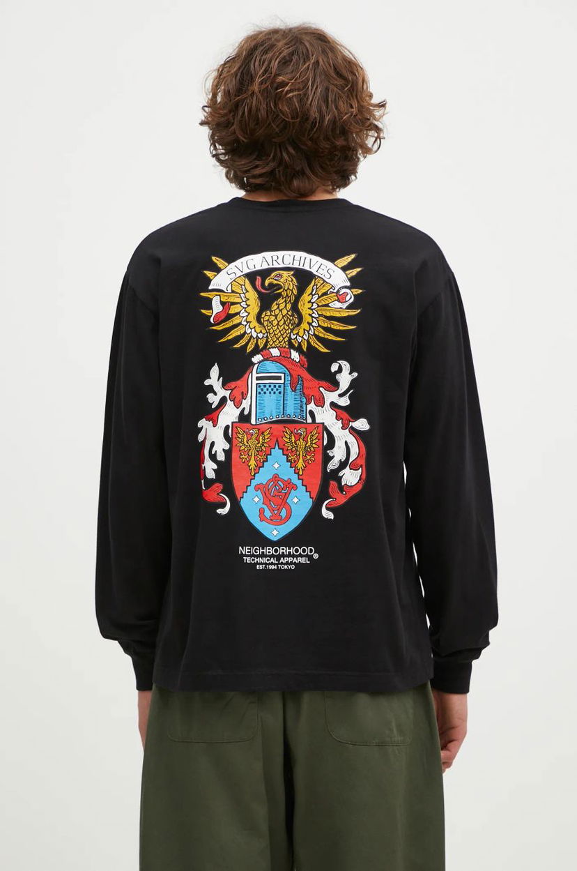 Tričko Neighborhood Black Long Sleeve T-Shirt with Graphic Print Čierna | 242PCNH.LT13