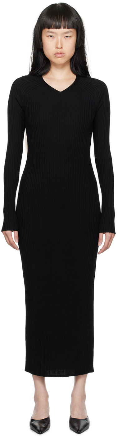 Šaty TOTEME TOTEME Ribbed Knit Midi Dress Čierna | 234-WRTWDR154-YA0008, 0