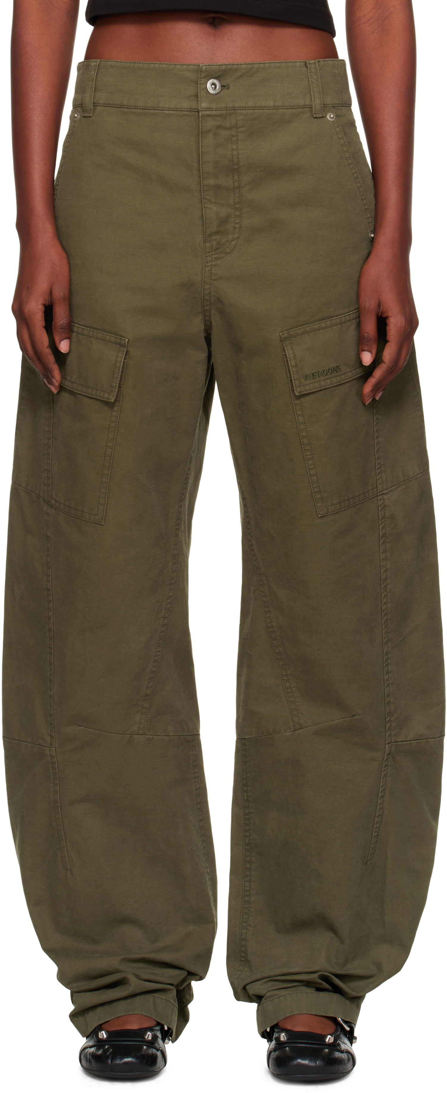 Cargo nohavice We11done We11done Curved Cargo Trousers Zelené | WD-PT2-25-216-W-KK, 0
