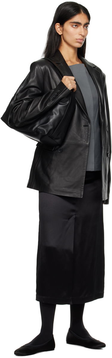 Bunda Loulou de Saison Loulou de Saison Davao Double-Breasted Leather Jacket Čierna | DAVAO, 3