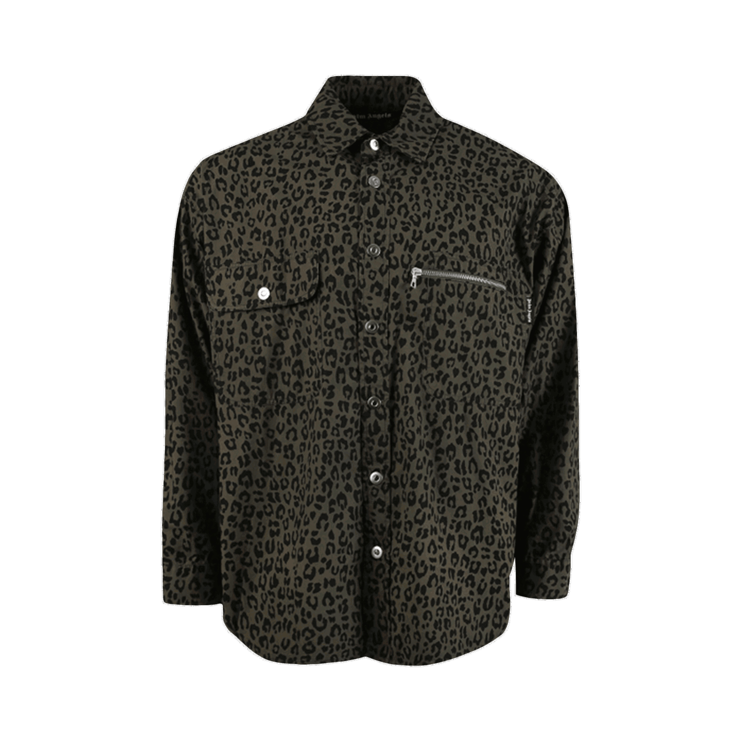 Košeľa Palm Angels Leopard Camo Curved Logo Shirt Čierna | PMGA109S22FAB0021001, 0