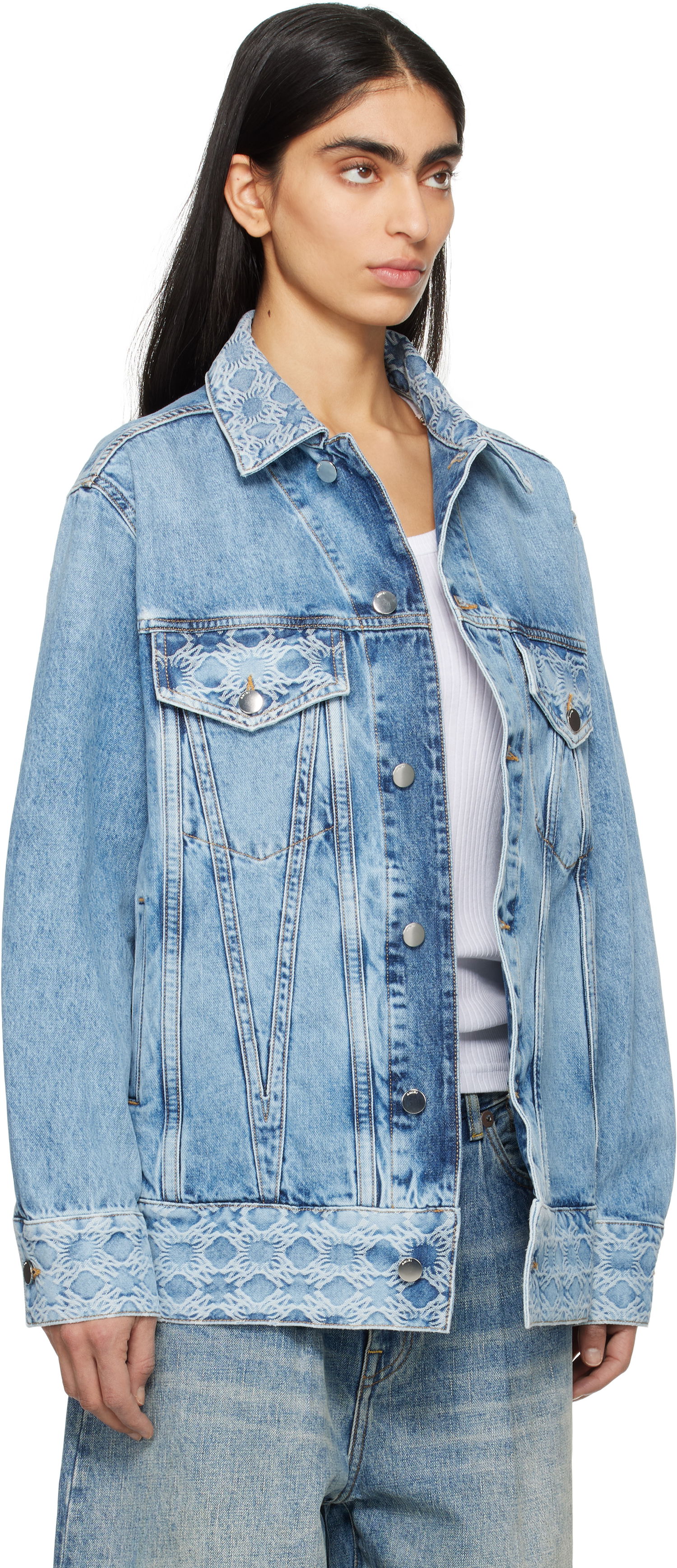 Bunda AMIRI AMIRI MA Quad Jacquard Trucker Denim Jacket Modrá | AWDNTR1004, 1