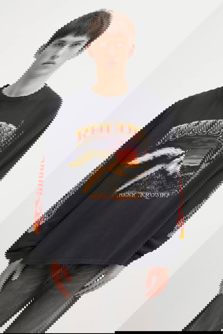 Tričko Rhude Mesa Stallion Long-Sleeved T-Shirt with Graphic Print Čierna | RHFW25TT08012, 0