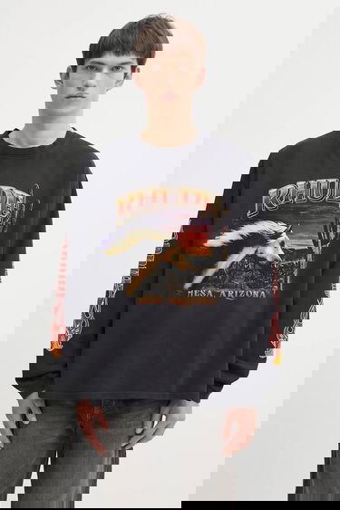 Tričko Rhude Mesa Stallion Long-Sleeved T-Shirt with Graphic Print Čierna | RHFW25TT08012, 0