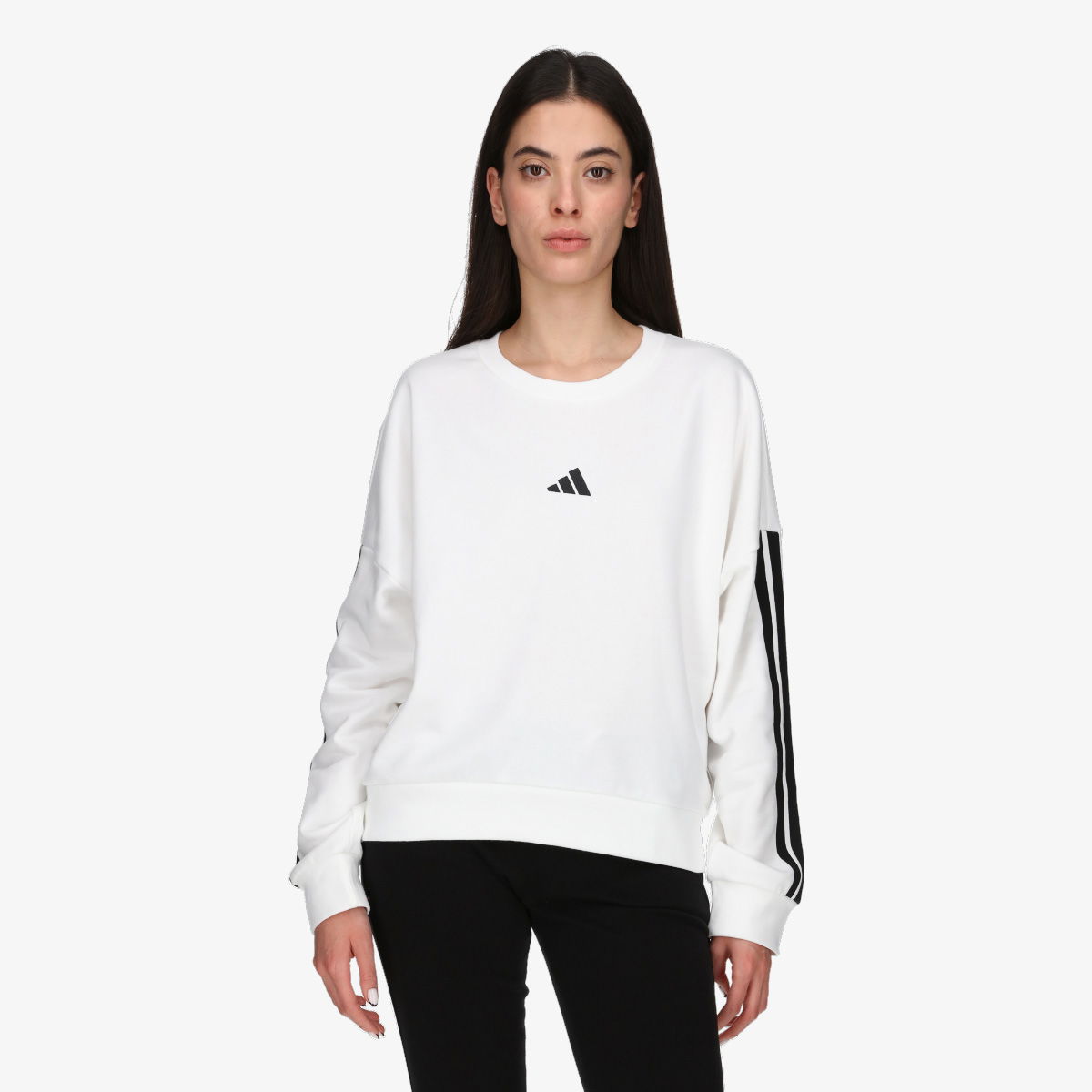 Mikina adidas Originals Essentials 3-Stripes French Terry Cropped Sweatshirt Biela | JD5285, 1