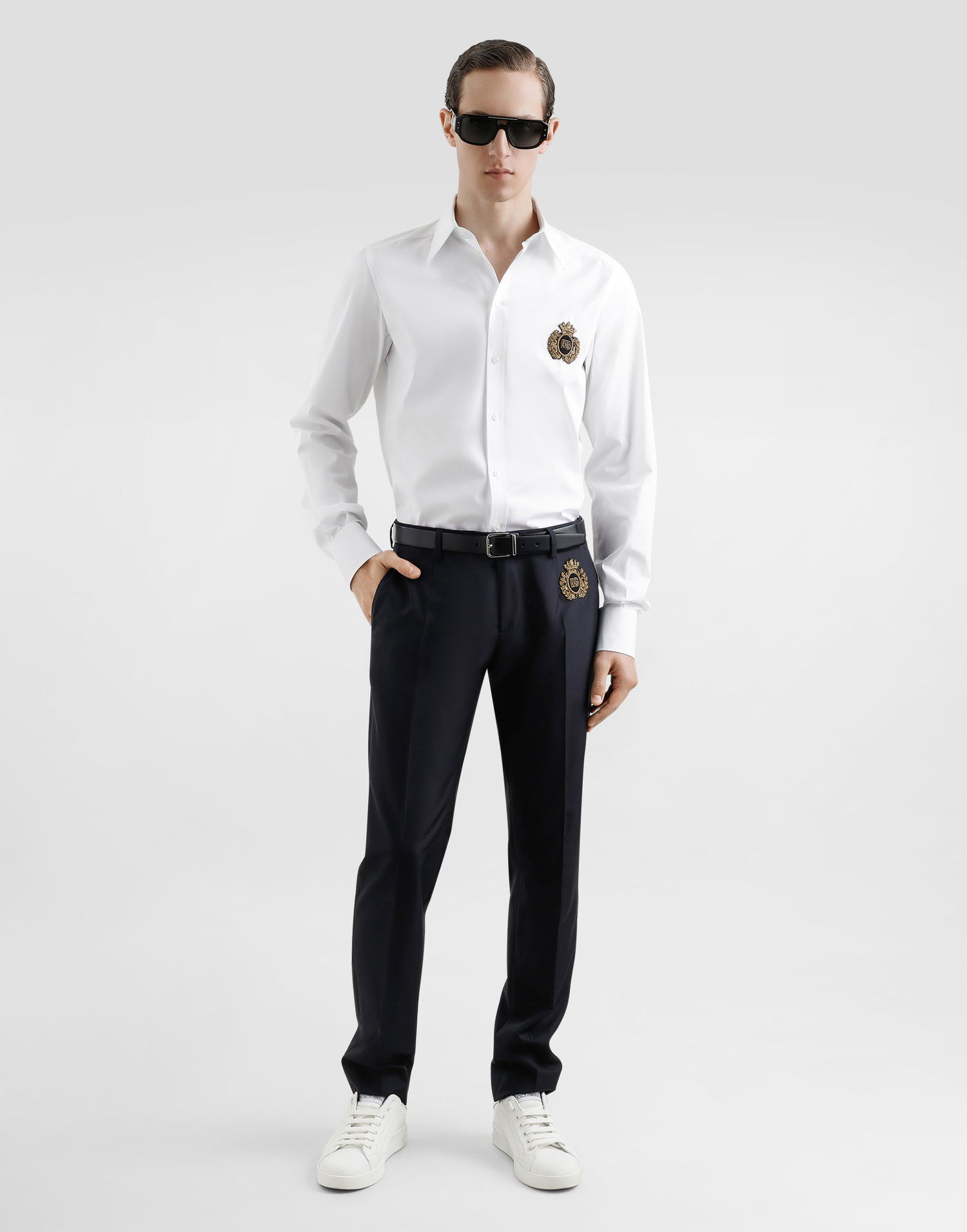 Nohavice Dolce & Gabbana Dolce & Gabbana Tailored Wool and Silk Dress Pants with Darts Čierna | GY5UMZFU3H1B0665, 1