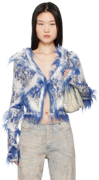 Sveter Diesel Faux Fur Trimmed Cropped Cardigan Modrá | A17256 0ABDM, 0