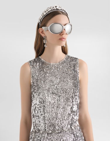 Tielko Dolce & Gabbana Sleeveless Sequin Top Metalická | F7AL1TFLSMCS0998, 3