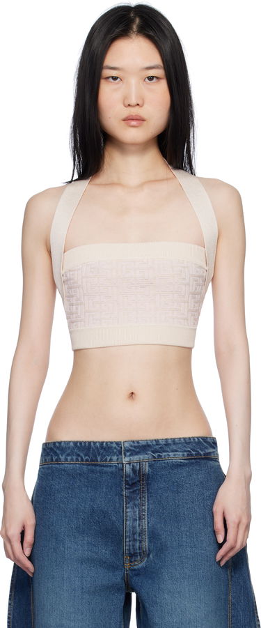Tielko Balmain Labyrinth Monogram Tank Top Béžová | EF1AA025KI02, 0