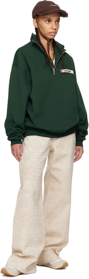 Sveter Jacquemus Jacquemus Gros Grain Zipped-Rollneck Sweatshirt Zelené | 25E255JS283-2458, 3