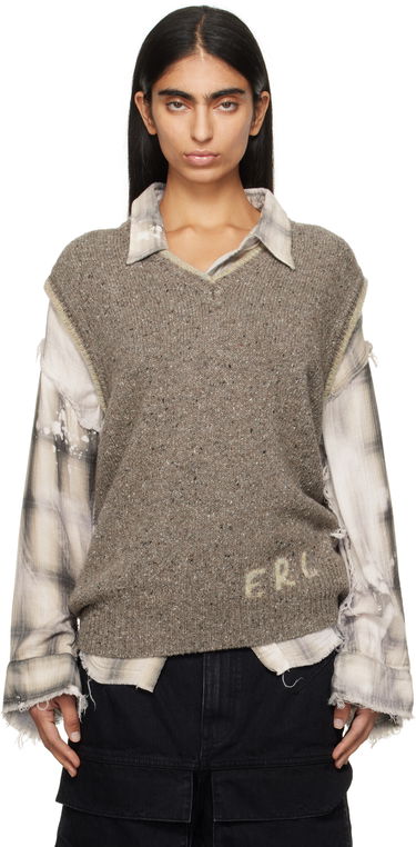 Sveter ERL Knit Vest With Logo Hnedá | ERL09N003, 0
