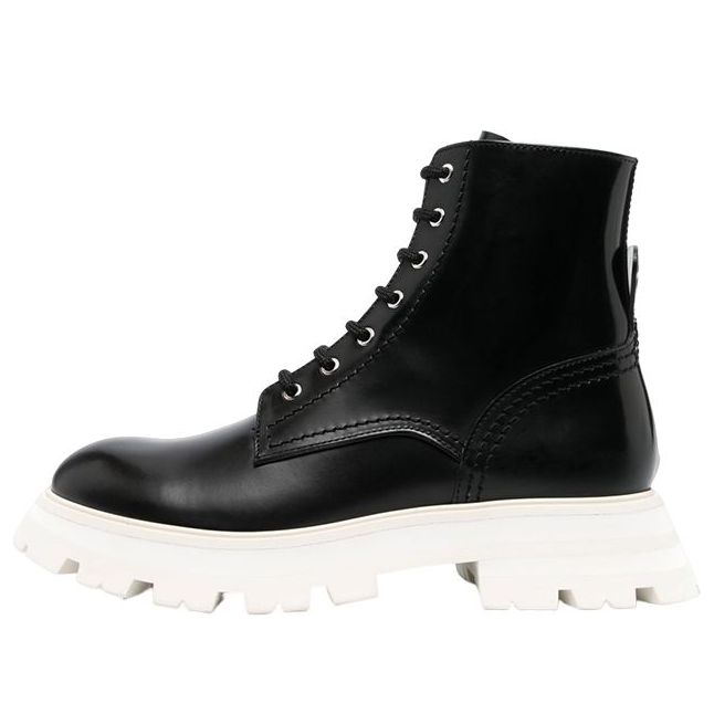 Tenisky a topánky Alexander McQueen Alexander McQueen Leather Ankle Boots Čierna | 708056WIC6C1595