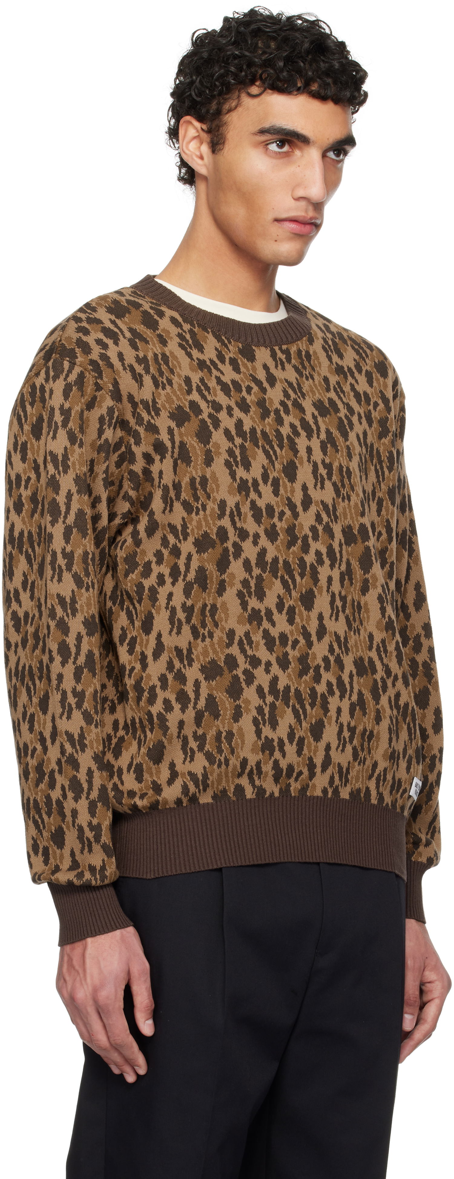 Sveter WACKO MARIA WACKO MARIA Leopard Jacquard Knit Sweater Hnedá | 25SSE-WMK-KN05, 1