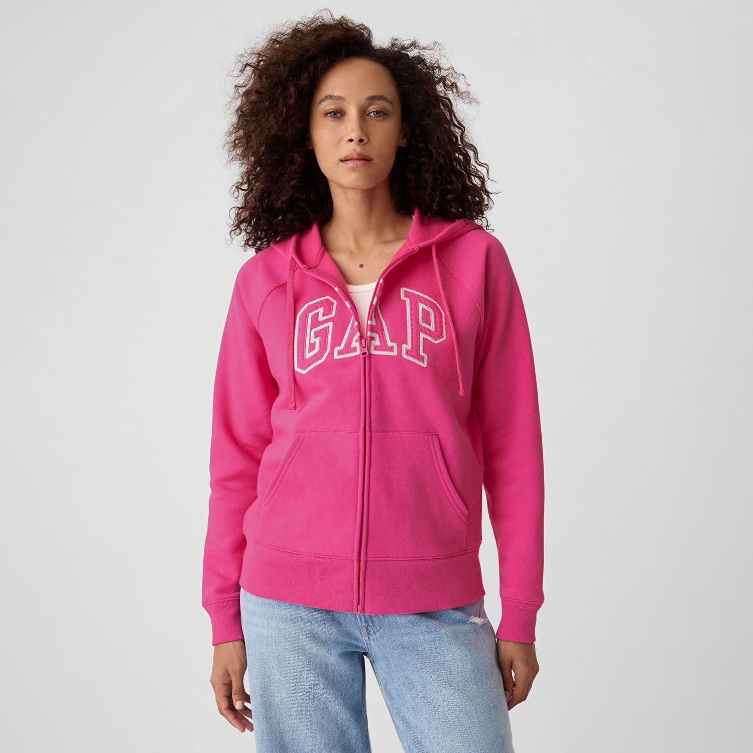 Mikina GAP Sweatshirt Logo Full Zip Hoodie Sizzling Fuchsia XL Ružová | 873024-11, 0