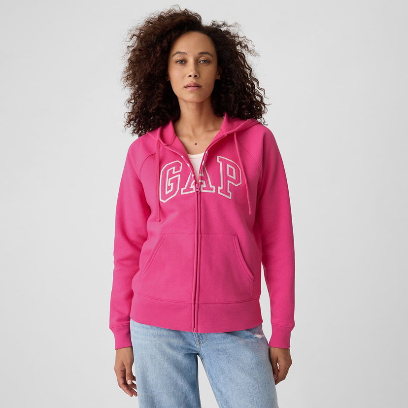 Mikina GAP Sweatshirt Logo Full Zip Hoodie Sizzling Fuchsia XL Ružová | 873024-11