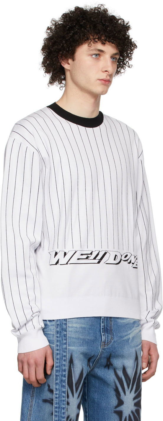 Sveter We11done We11done Pinstripe Rayon Sweater Biela | WD-KT1-22-619-U-WH, 1