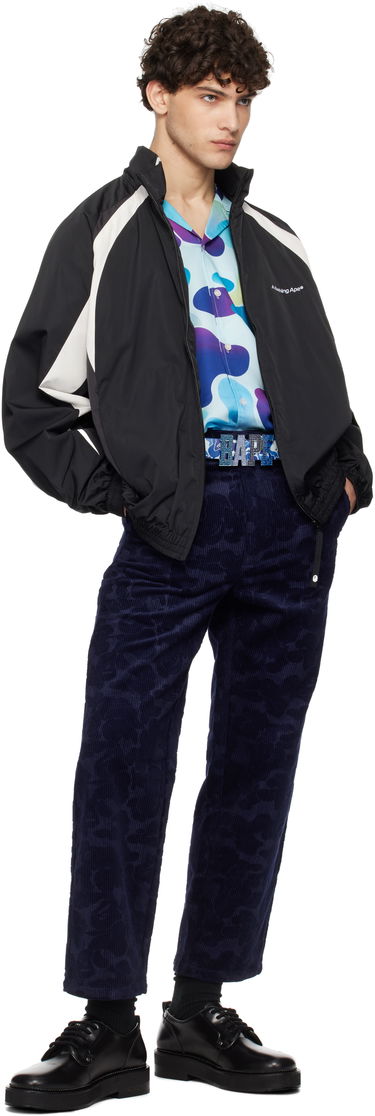 Nohavice BAPE A Bathing Ape Solid Camo Debossed Corduroy Trousers Navy | 001PTK801315M, 3