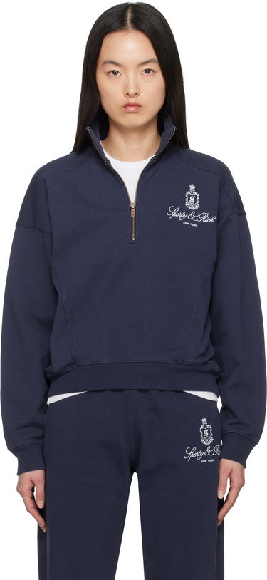 Mikina Sporty & Rich Sporty & Rich Vendome Quarter Zip Sweatshirt Navy | ST073606231BL106, 0
