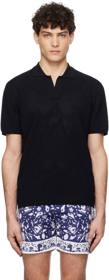Polo tričko Orlebar Brown Orlebar Brown Roddy Open Knit Polo Čierna | 277989, 0