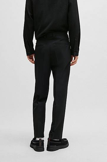 Nohavice BOSS Slim-Fit Seersucker Trousers Čierna | 50540189, 1