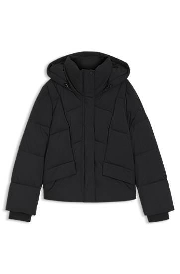 Prešívaná bunda BOSS Padded Hooded Jacket with Piped Details Čierna | 50546845