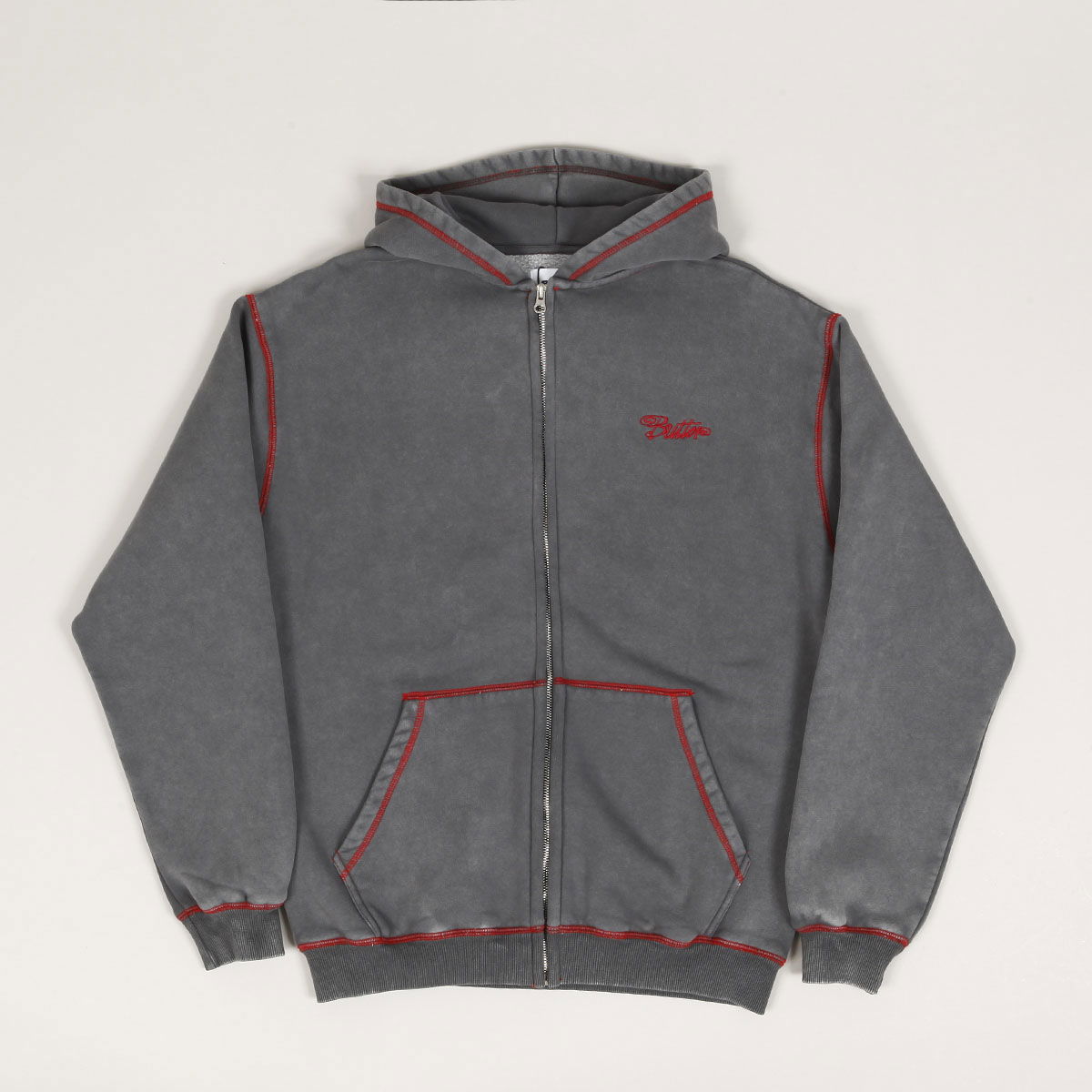Mikina Butter Goods Butter Goods Jive Zip-Up Hoodie Šedá | butter-goods-jive-zip-thru-hoodie-washed-black, 0