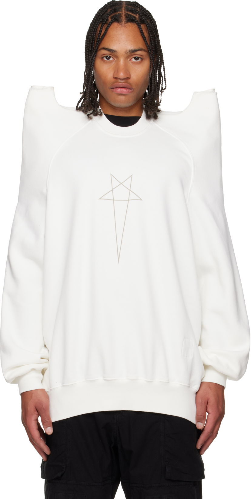 Mikina Rick Owens Concordians Tecsweat Padded Shoulder Sweatshirt Biela | DU02E7272 FEP3