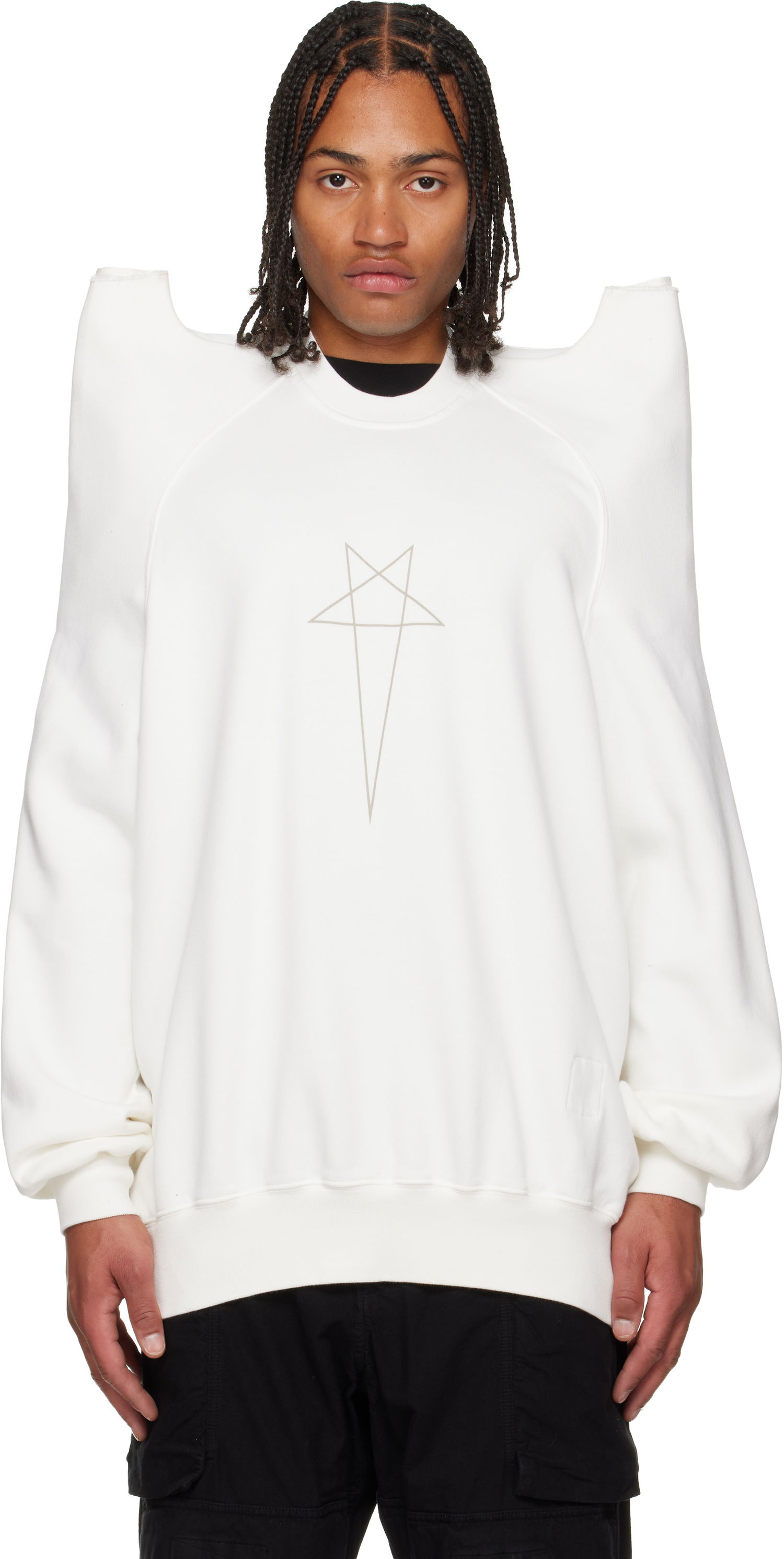 Mikina Rick Owens Concordians Tecsweat Padded Shoulder Sweatshirt Biela | DU02E7272 FEP3, 0