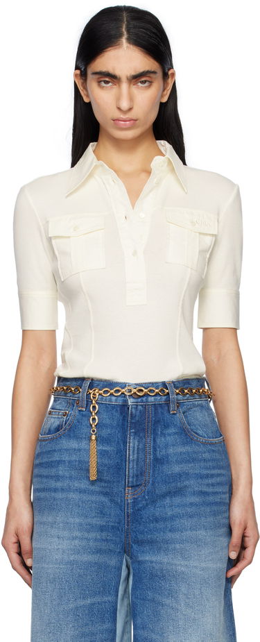 Polo tričko CHLOÉ Chloé Short-Sleeve Utilitarian Polo Biela | CH25SJH13182, 0