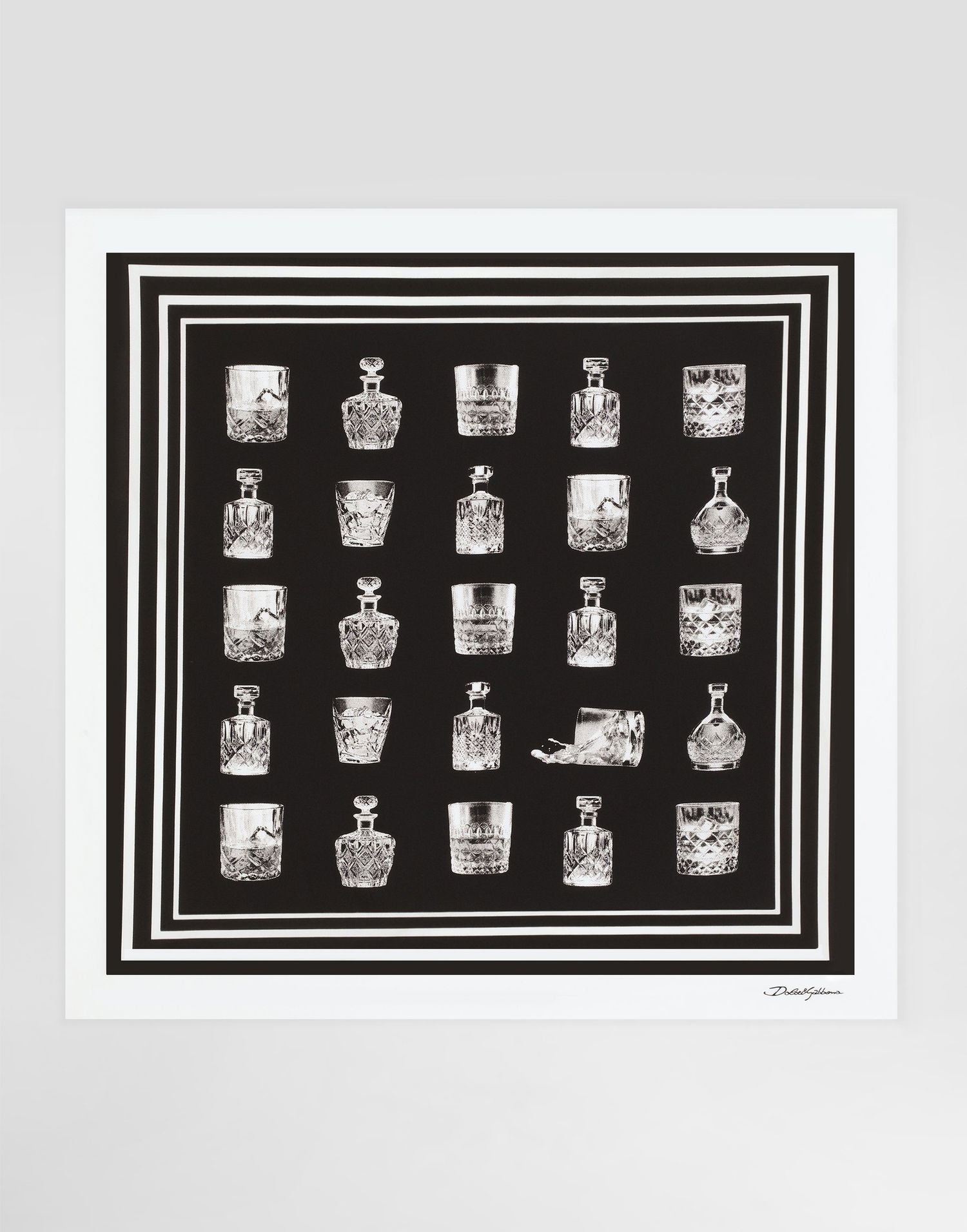 Šál Dolce & Gabbana Silk Scarf With Glassware Print Čierna | GQ348EG0TIFHN5IA, 0