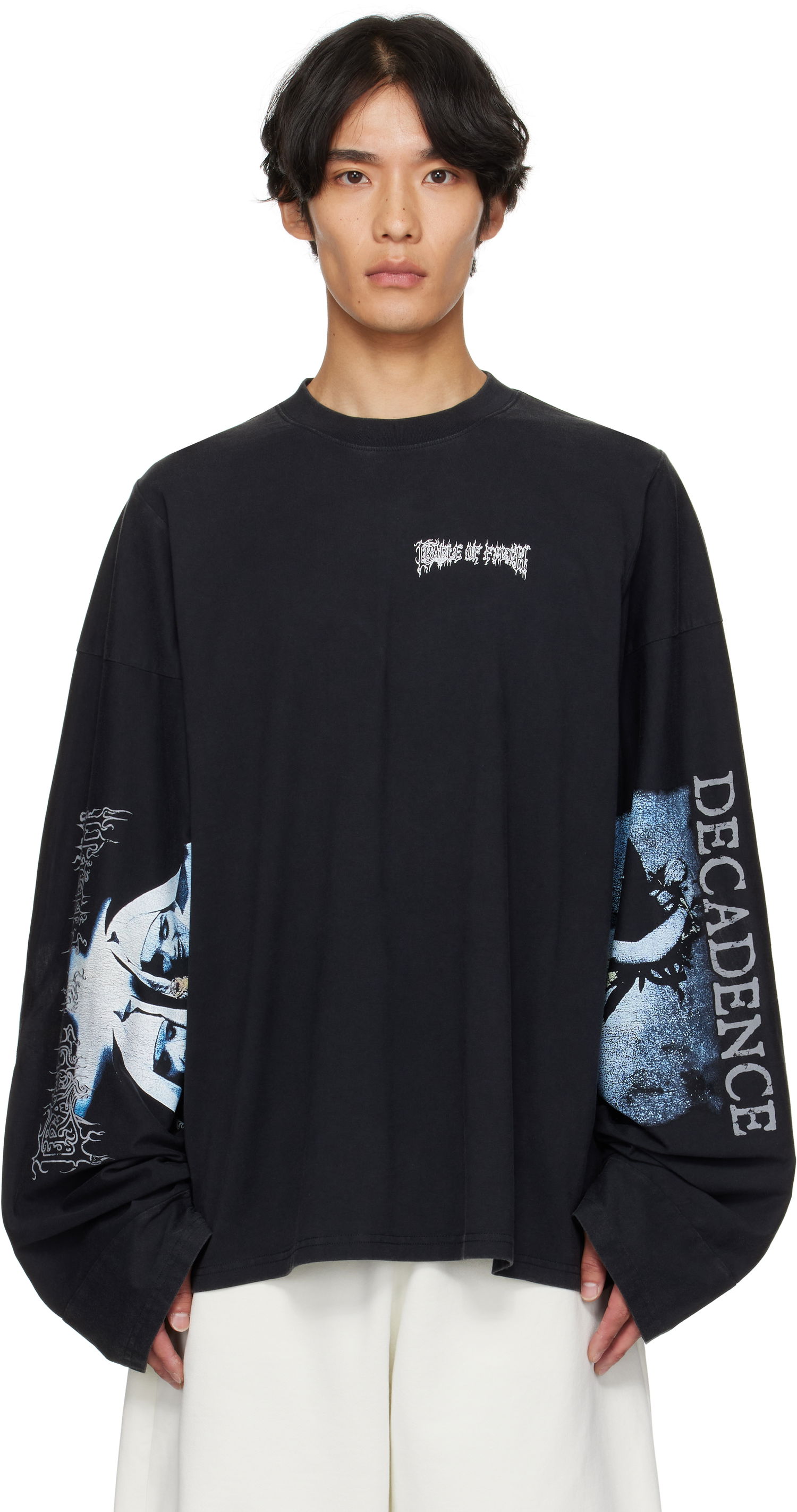 Tričko VETEMENTS Vetements Cradle of Filth 'Decadence' Cut-Up Longsleeve T-Shirt Čierna | UCF76LS980B, 0